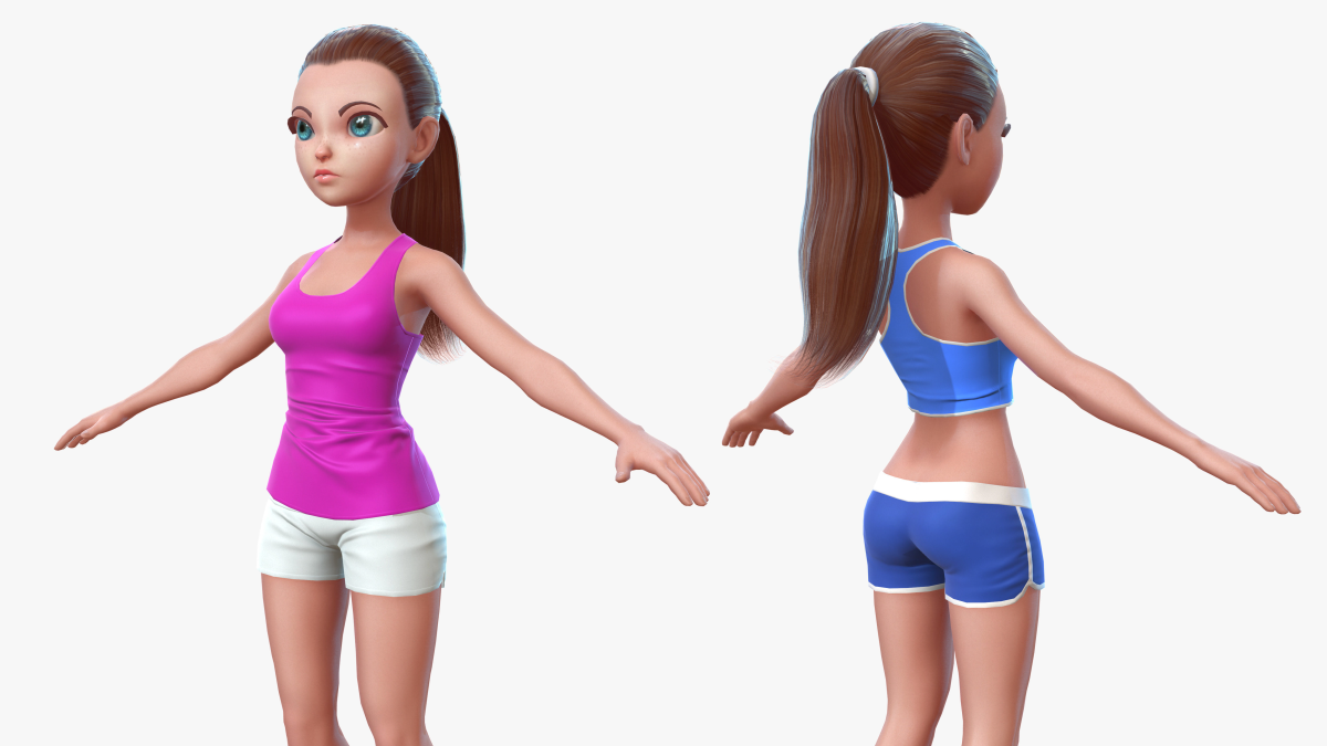 Cartoon Sport Girl 2 - Model 3D Download For Free