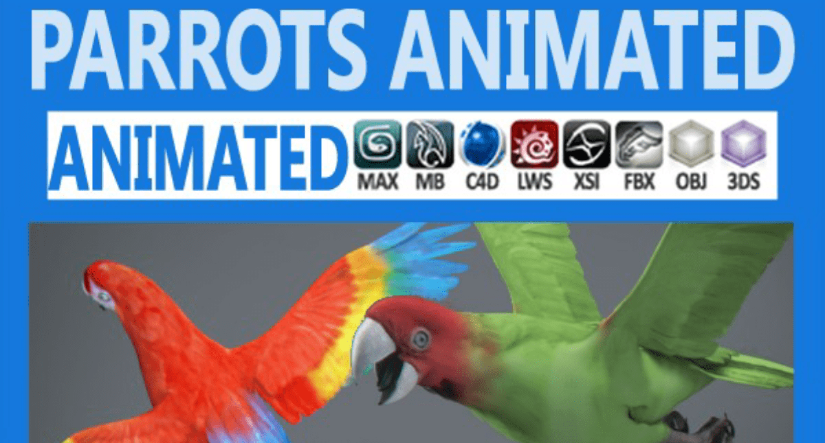 Animated Parrots Pack 3D model - Model 3D Download For Free