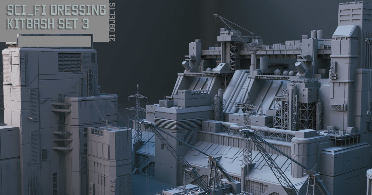 Scifi Dressing Kitbash Set 3 - Model 3D Download For Free