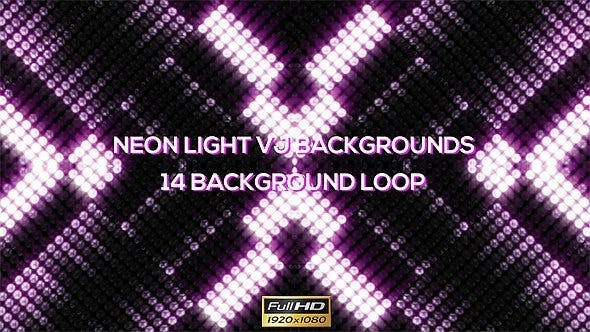 Videohive 11772515 - Neon Round Lights VJ Backgrounds - 14 Pack - Motion Graphics - Footage