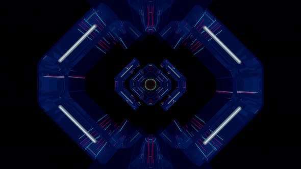 Videohive 23721300 - Neon Star Tunnel 4K - Footage
