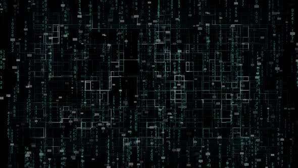 Videohive 24669167 - Computer Network With Matrix Background - Footage