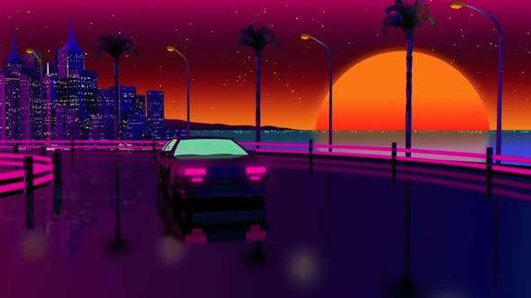 Videohive 24645122 - Night Drive At Long Beach - Footage