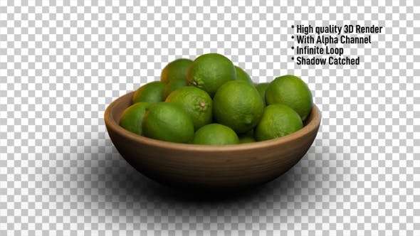 Videohive 24343908 - Limes in bowl rotating - Fruits Rotate - Footage