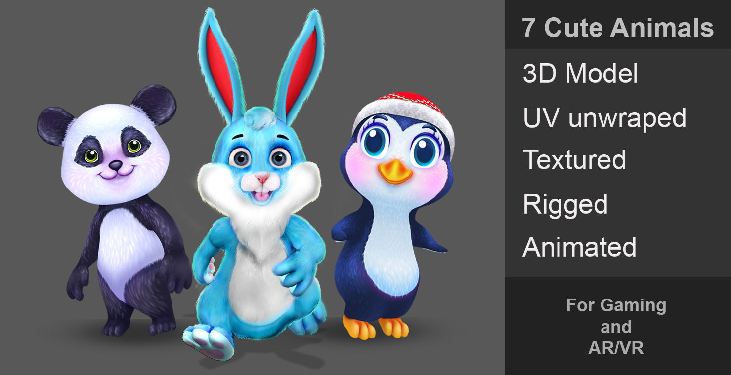 Animal pack v7 VR AR low-poly 3d model - Model 3D Download For Free 3